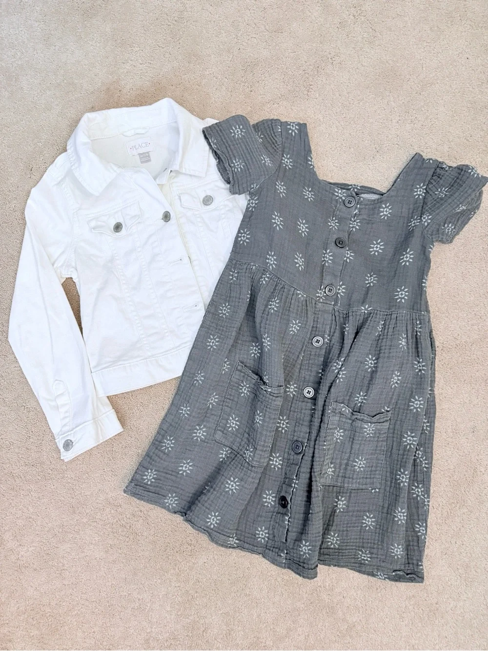 ✨ muslin linen, slate blue a-line dress + fitted classic white denim jacket
